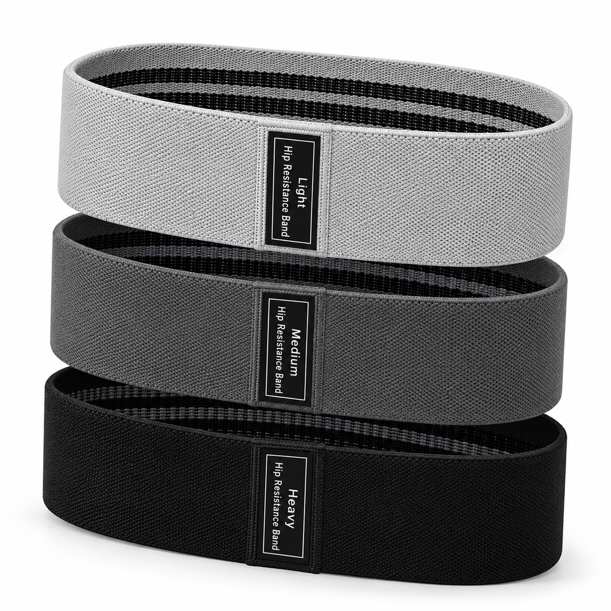 Träningsband med textilyta – 3-pack halkfritt motståndsband för säte, höfter och lår