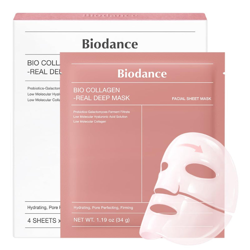 Biodance Bio-Collagen Real Deep Mask Pack of 4 - Face Masks, Face Mask, Women, Face Mask, Face Mask, Pore Refining, Wrinkle Treatment